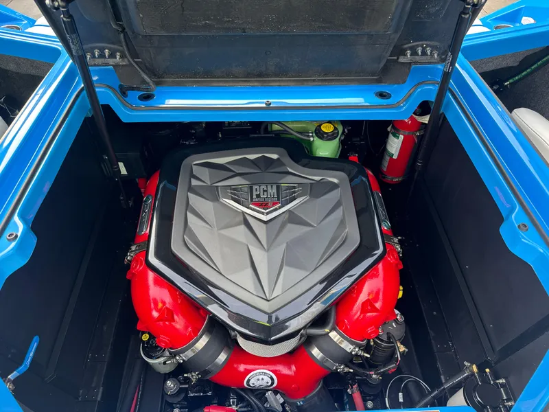 Slide: The Image of 2025 Nautique Super Air Nautique S23 engine compartment with PCM engine. - 9