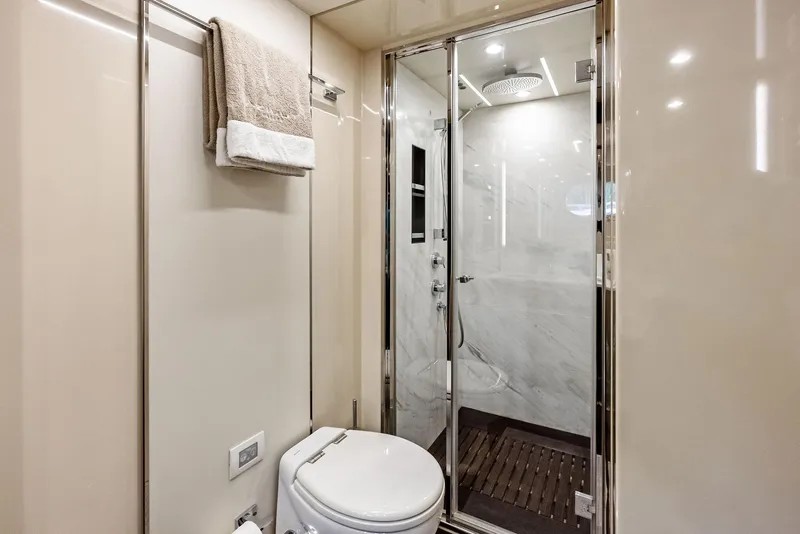 Slide: The Image of Luxurious bathroom in 2017 Azimut 72 Flybridge yacht with modern shower and toilet. - 46
