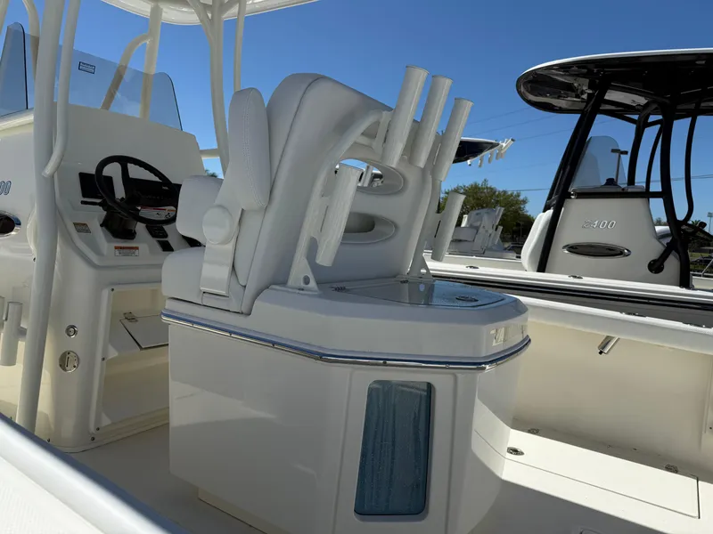 Slide: The Image of 2025 Pathfinder 2400 Open boat interior with helm and seating area. - 6