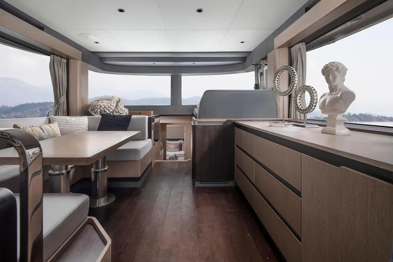 Slide: The Image of Luxurious interior of 2025 Sirena 48 yacht with elegant furnishings and scenic views. - 10