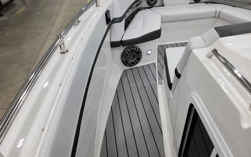 Slide: The Image of 2025 Formula 400 Super Sport Crossover boat interior with sleek seating and modern design. - 25