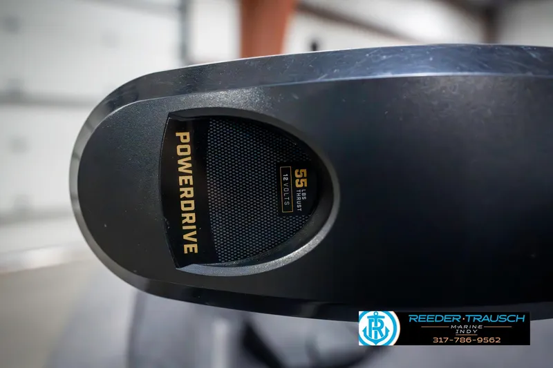 Slide: The Image of Close-up of a 2023 Lowe FM 1775 PowerDrive motor with 55 lb thrust. - 46