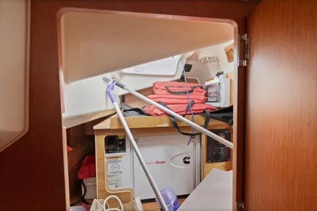 Slide: The Image of Interior storage area of 2018 Beneteau Oceanis 41.1 sailboat with equipment and supplies. - 26