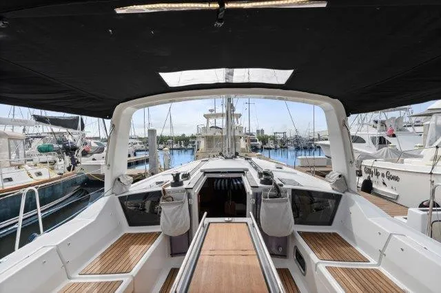 Slide: The Image of 2018 Beneteau Oceanis 41.1 yacht interior, featuring spacious deck and modern design. - 31