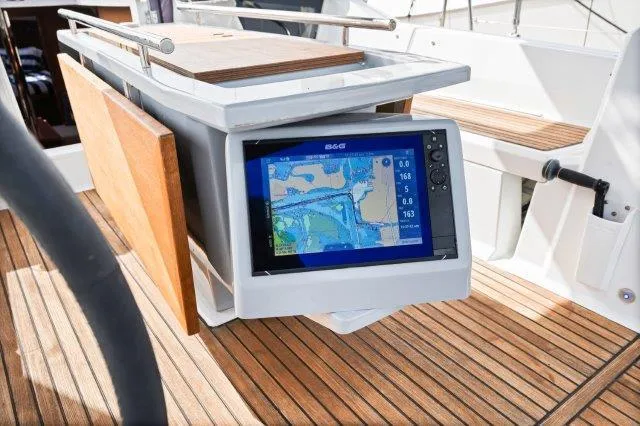 Slide: The Image of Beneteau Oceanis 41.1 yacht cockpit with navigation display, 2018 model. - 40