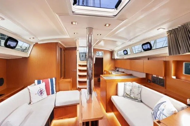Slide: The Image of Interior of 2018 Beneteau Oceanis 41.1 yacht, featuring modern design and comfortable seating. - 8