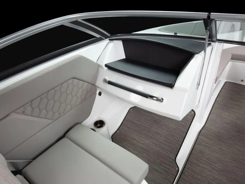 Slide: The Image of Interior of 2025 Four Winns H1 boat, featuring sleek seating and modern design elements. - 15