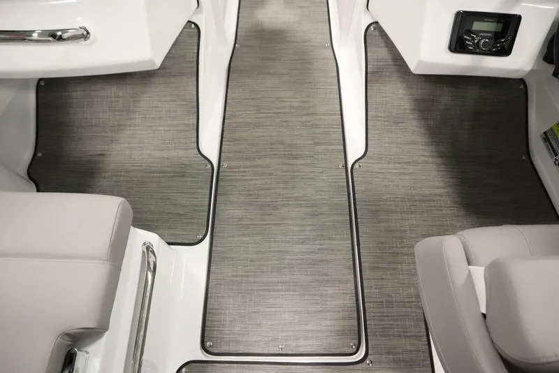 Slide: The Image of 2025 Four Winns H1 boat interior with sleek flooring and modern design. - 45