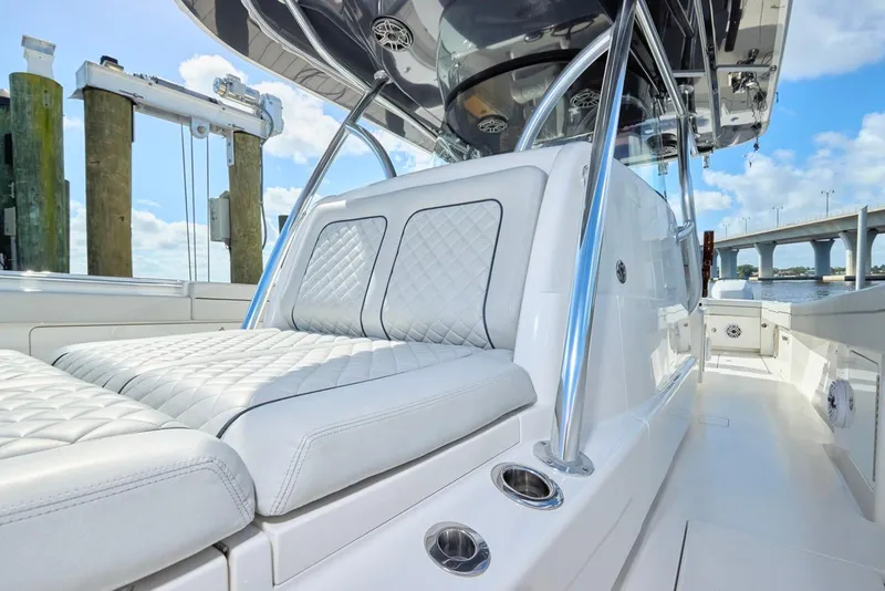 Slide: The Image of 2020 Valhalla Boatworks 41 interior with luxurious seating and sleek design. - 16