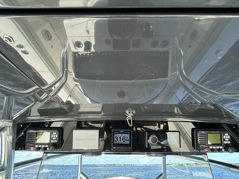 Slide: The Image of 2020 Valhalla Boatworks 41 helm with navigation instruments and ocean view. - 33