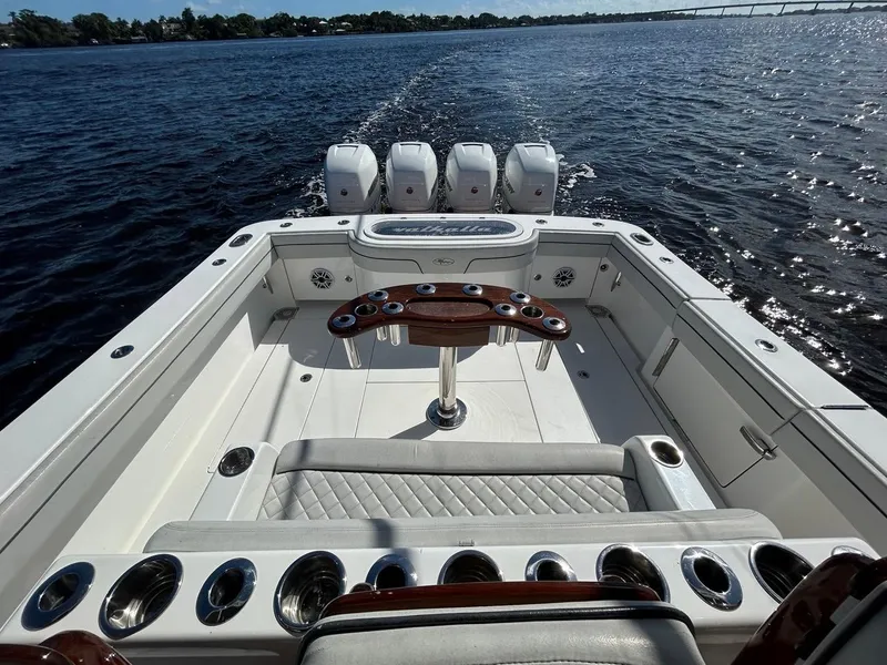 Slide: The Image of 2020 Valhalla Boatworks 41 with quad engines on open water. - 34