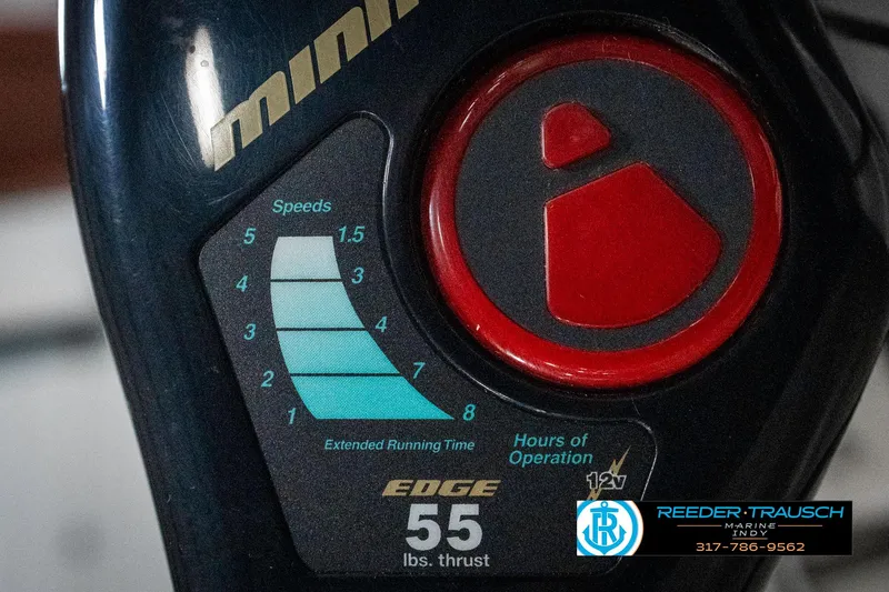 Slide: The Image of Close-up of a 1990 Lowe 1700 motor control panel with speed settings and thrust details. - 38
