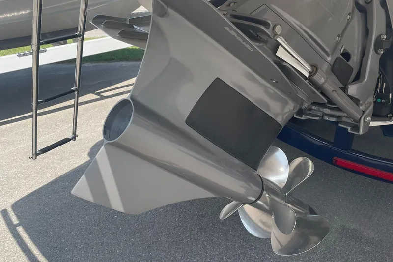 Slide: The Image of 2025 Regal LS4 Surf boat propeller and stern detail. - 19