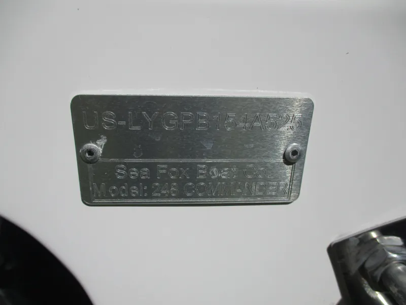 Slide: The Image of Metal identification plate on 2025 Sea Fox 248 Commander boat. - 18