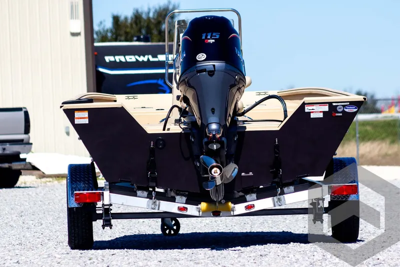 Slide: The Image of 2025 G3 Bay 20 boat on trailer with powerful outboard motor. - 7