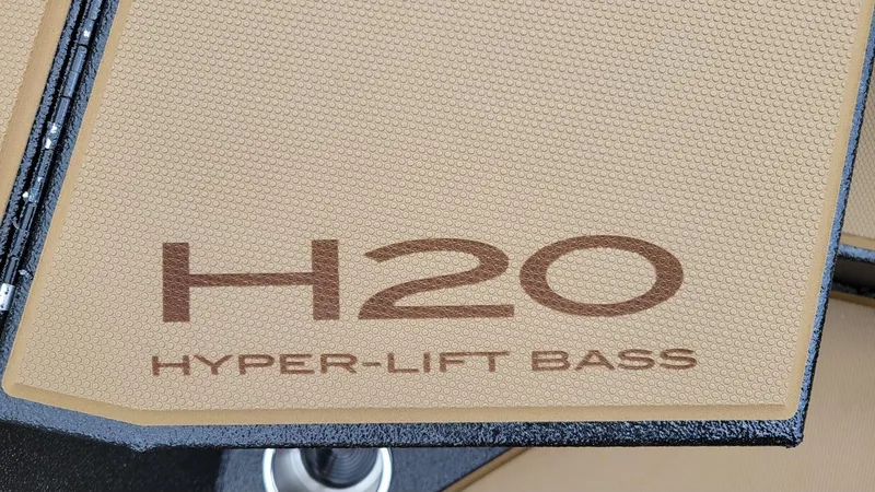 Slide: The Image of 2026 Xpress H20 Bass boat with Hyper-Lift Bass logo detail. - 6