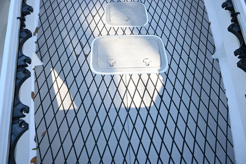 Slide: The Image of Ribcraft 9.0 boat deck with diamond-patterned non-slip surface, 2007 model. - 23