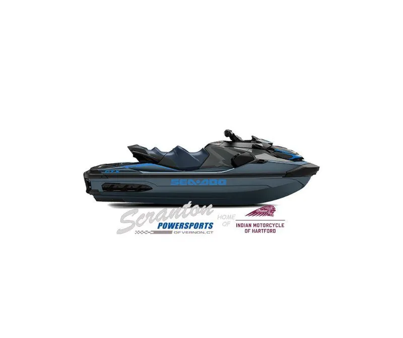 Slide: The Image of 2025 Sea-Doo GTX 300 with Tech Package, audio, iDF, iBR, side view. - 1