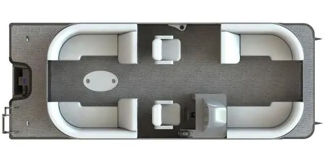 Slide: The Image of Top view of 2025 Starcraft EXS3 FD boat interior layout with seating and helm. - 1