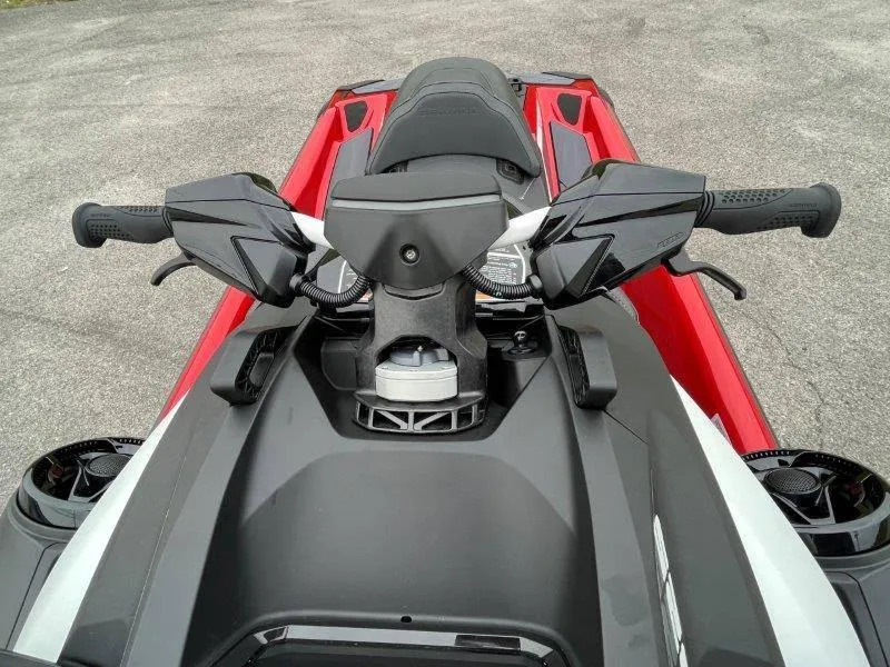 Slide: The Image of 2024 Sea-Doo RXP-X 325 Sound, top view of handlebars and seat. - 23
