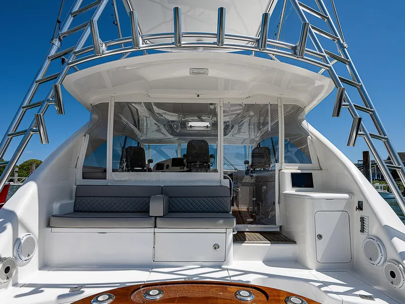 Slide: The Image of Cabo 44 HTX 2012 yacht with sleek design and spacious seating area. - 39
