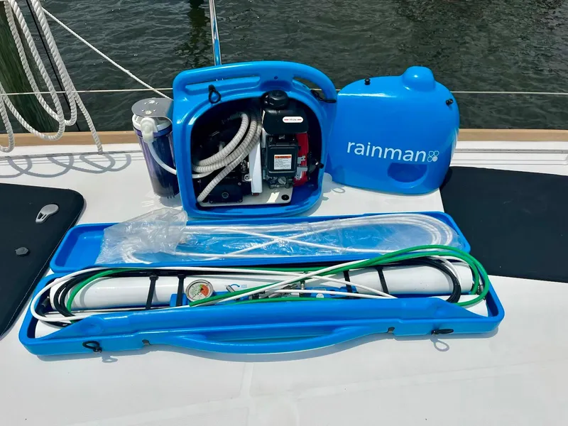 Slide: The Image of Portable Rainman watermaker on a 2017 Lagoon 39 catamaran deck. - 20