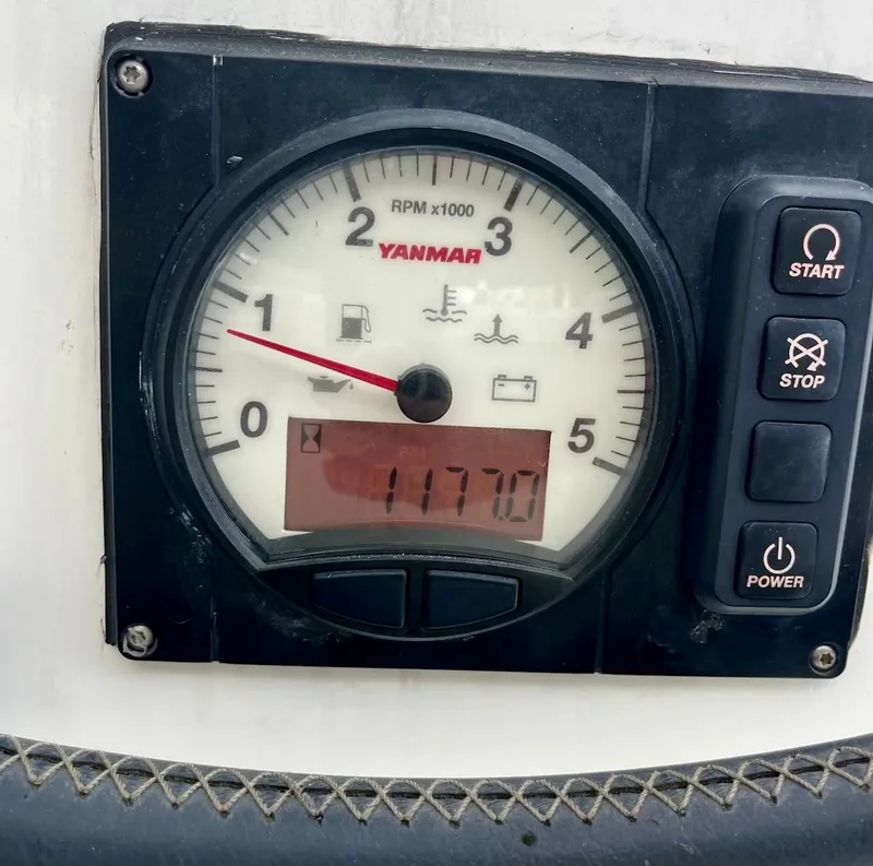 Slide: The Image of Yanmar engine tachometer on a 2017 Lagoon 39, displaying 1170 hours. - 27