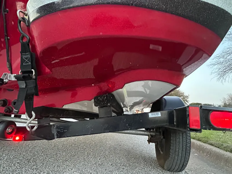 Slide: The Image of Red Nitro Z7 boat on trailer, rear view, 2015 model. - 34