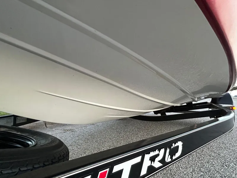 Slide: The Image of Underside view of a 2015 Nitro Z7 boat on a trailer. - 36