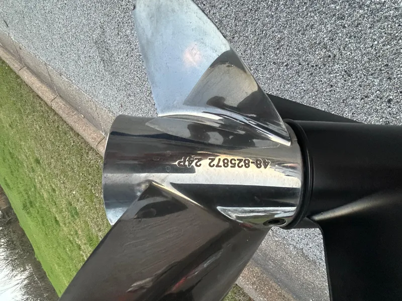 Slide: The Image of Close-up of a metallic boat propeller on a 2015 Nitro Z7. - 46