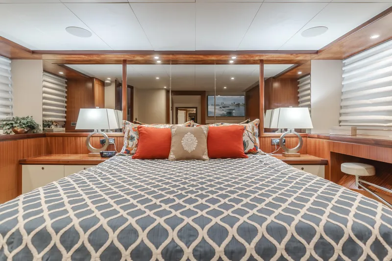Slide: The Image of Luxurious bedroom interior of 2015 Ocean Alexander 72 yacht with elegant decor and lighting. - 24