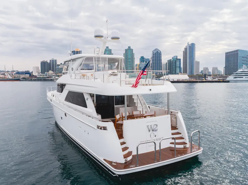 Slide: The Image of Luxurious 2015 Ocean Alexander 72 yacht docked in a city marina. - 6