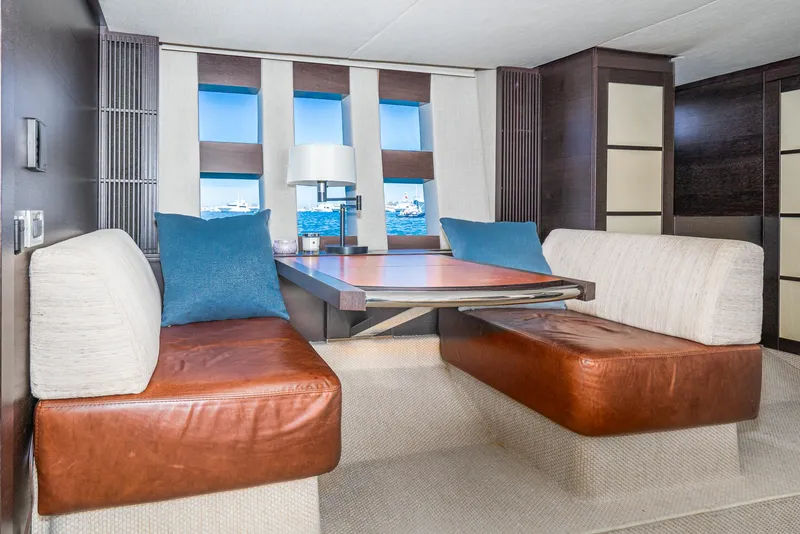 Slide: The Image of Luxurious interior of 2009 Azimut 62S yacht with elegant seating and ocean view. - 35