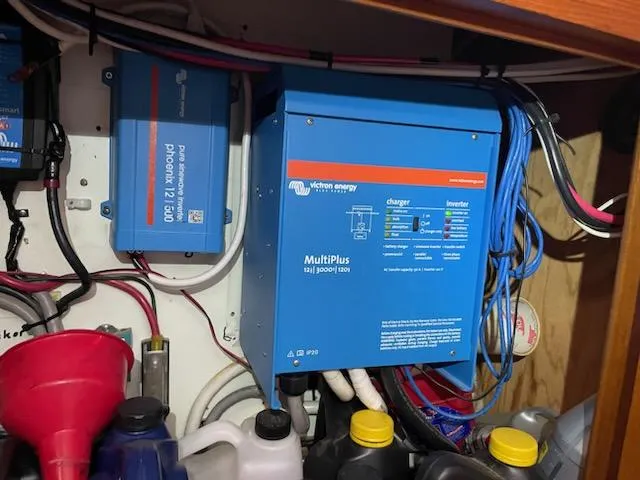 Slide: The Image of Electrical system setup on a 2014 Seaton Custom Ketch, featuring Victron Energy components. - 25