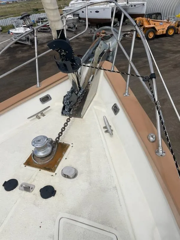 Slide: The Image of Deck of 2014 Seaton Custom Ketch with anchor and winch system. - 8