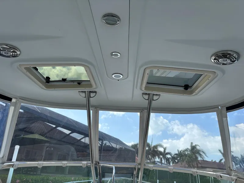 Slide: The Image of 2008 Formula 37 PC boat interior ceiling with skylights and recessed lighting. - 30