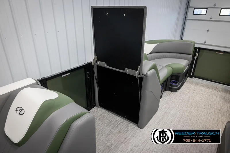 Slide: The Image of 2025 Avalon LSZ CRB interior with green and gray seating, featuring modern design elements. - 21