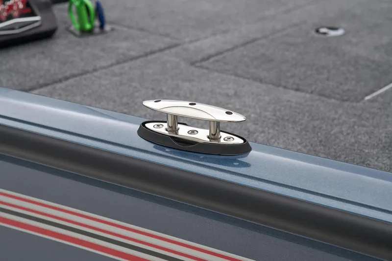 Slide: The Image of 2025 Ranger RT178C boat interior with gray and red cushioned seats. - 12