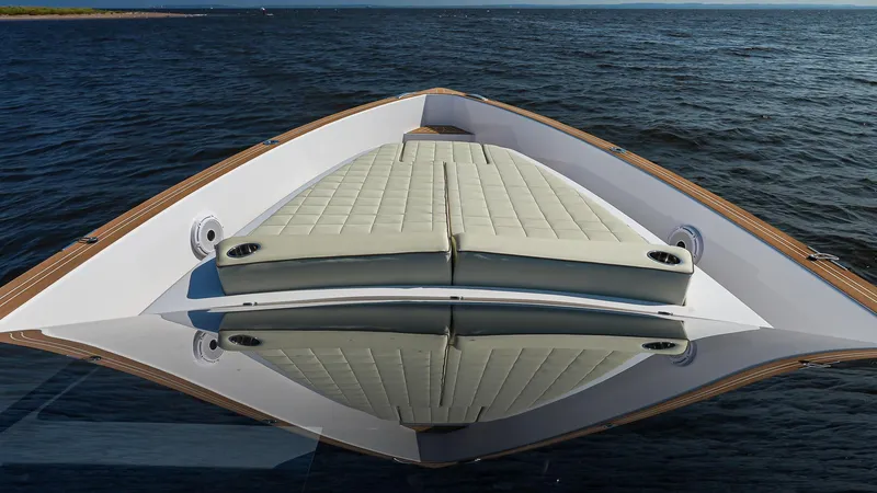 Slide: The Image of 2025 Pardo Yachts 38 Walkaround, luxurious deck view on open water. - 25