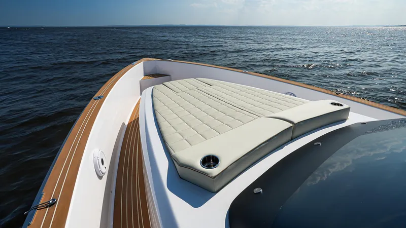 Slide: The Image of 2025 Pardo Yachts 38 Walkaround, elegant deck view, luxurious seating, open sea backdrop. - 26