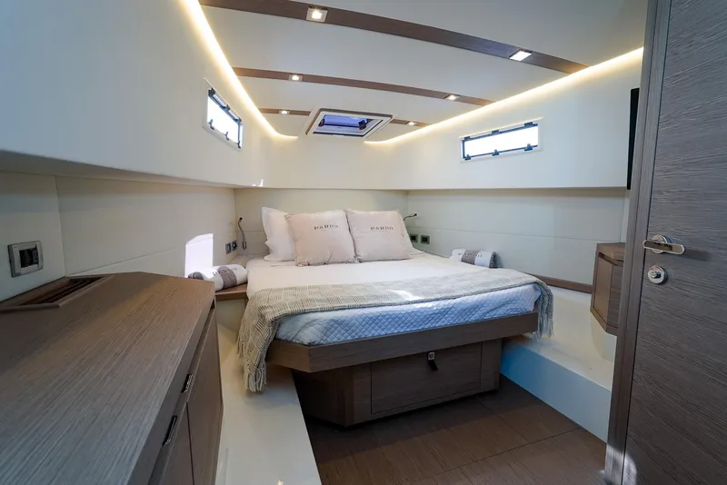 Slide: The Image of Luxurious cabin interior of 2025 Pardo Yachts 38 Walkaround with modern design. - 29