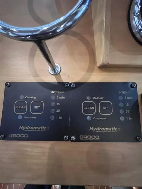 Slide: The Image of Control panel of a 2011 Sabre 40 Sedan, featuring Groco Hydromatic system. - 29