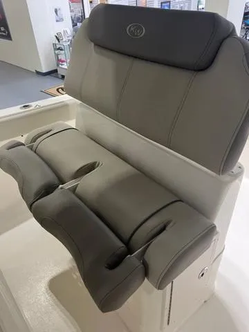 Slide: The Image of 2025 Key West 239 FS boat seat, featuring sleek gray upholstery and ergonomic design. - 7
