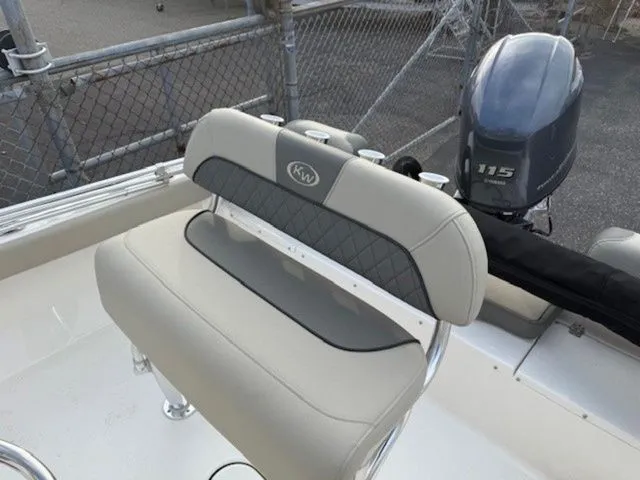 Slide: The Image of 2025 Key West 189 FS boat seat and motor, featuring sleek design and modern upholstery. - 5