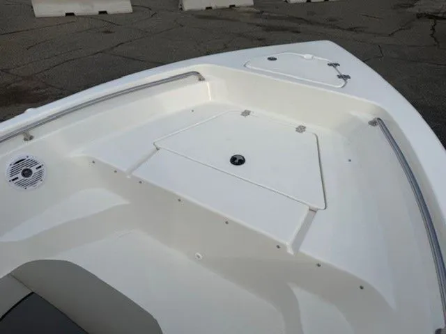 Slide: The Image of Bow area of 2025 Key West 189 FS boat, featuring storage compartments and sleek design. - 8