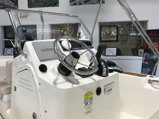 Slide: The Image of 2023 Boston Whaler 170 Montauk boat console with Garmin navigation system. - 10