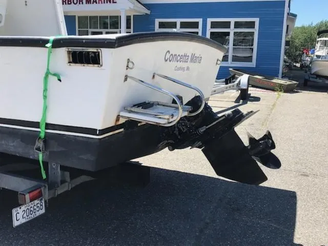 Slide: The Image of 2003 Eastern 27' Lobster boat, Concetta Maria, on trailer at Harbor Marine. - 14