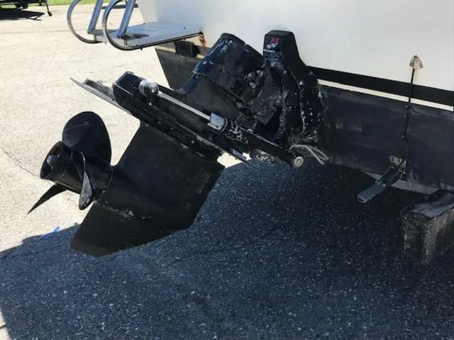 Slide: The Image of 2003 Eastern 27' Lobster boat's propeller and stern drive detail. - 20