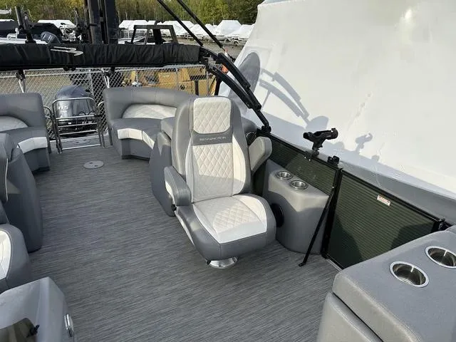 Slide: The Image of 2021 Bennington 22 LFB boat interior with plush seating and modern design. - 7
