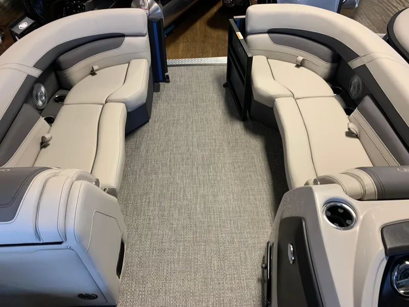 Slide: The Image of 2025 Barletta Cabrio 22U interior with luxurious seating and modern design. - 2